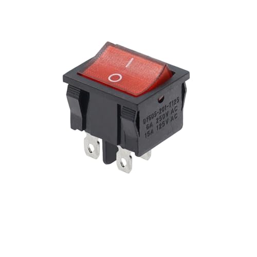 KCD5 21x24mm Wippschalter-Kit 4Pin 6Pin 2 Position 3 Position 6A/12A 250VAC EIN-AUS EIN-AUS-EIN Netzschalter 1St(4Pin Red Light) von QEJBQKWU