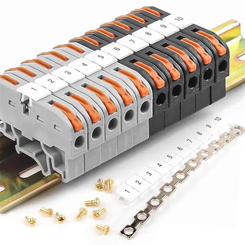 Klemmenblock 211 Draht Elektrischer Leiter Universal Schnellkabelanschluss Anschluss Mit Nummernstreifensatz 10St(10PCS Black) von QEJBQKWU