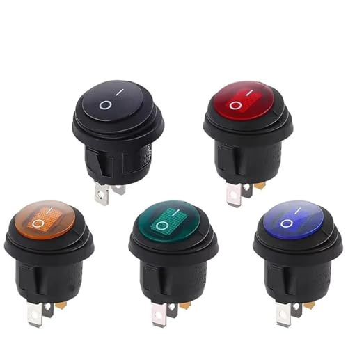 Mini Round Boat Wippschalter 3Pin KCD1 EIN Aus Netzschalter 12V 220V 5St(Green,5PCS_12V) von QEJBQKWU