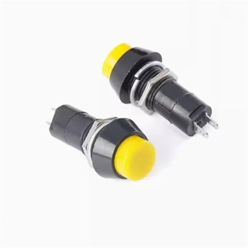 PBS-11 PBS-11A PBS-11B 12mm Selbsthemmender Selbstwiederherstellungs-Druckknopfschalter Momentary 3A 250V 2PIN 1St(Yellow,Self-Recovery) von QEJBQKWU