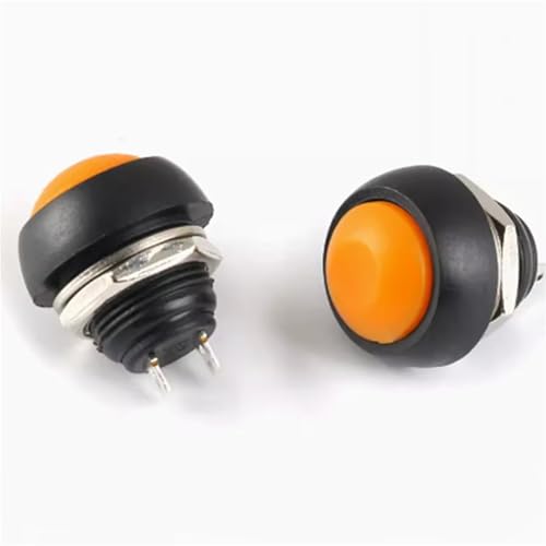 PBS-33B 12mm Mini-Druckknopf EIN AUS Momentary Switch 2Pin Power Reset Nicht verriegelnder Schalter 1Pcs(Orange) von QEJBQKWU