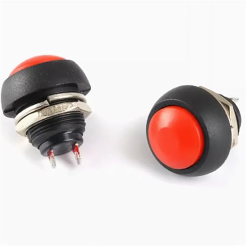 PBS-33B 12mm Mini-Druckknopf EIN AUS Momentary Switch 2Pin Power Reset Nicht verriegelnder Schalter 1Pcs(Red) von QEJBQKWU