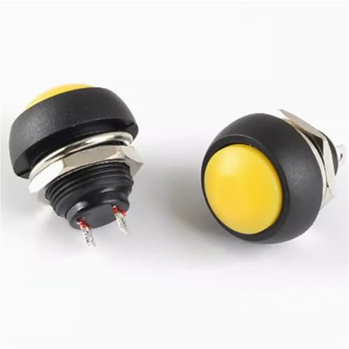 PBS-33B 12mm Mini-Druckknopf EIN AUS Momentary Switch 2Pin Power Reset Nicht verriegelnder Schalter 1Pcs(Yellow) von QEJBQKWU