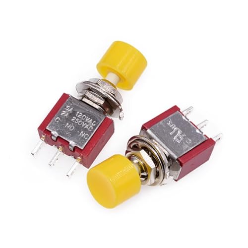 PS-102 3Pin 6mm Mini Momentary Automatische Rückkehr Push Button Switch ON-ON 2A 250VAC/5A 120VAC 2Pcs(Yellow) von QEJBQKWU