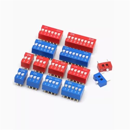 Schiebeschalter 1 2 3 4 5 6 7 8 10PIN DIP Kippschalter Rot Blau Schnappschalter 1St(2PIN,RED) von QEJBQKWU