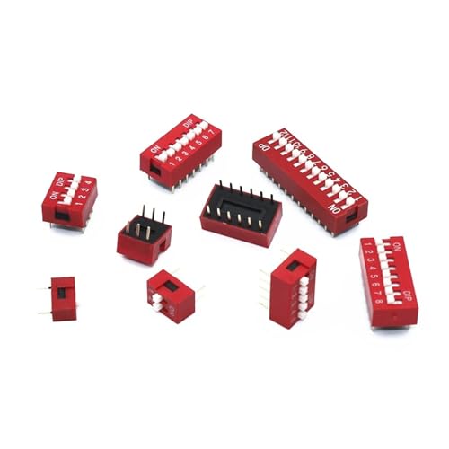 Schiebeschalter 1 2 3 4 5 6 7 8 9 10 12 Bit 2,54 mm Position Way Red Pitch Kippschalter 1 Stück(10 Bit) von QEJBQKWU