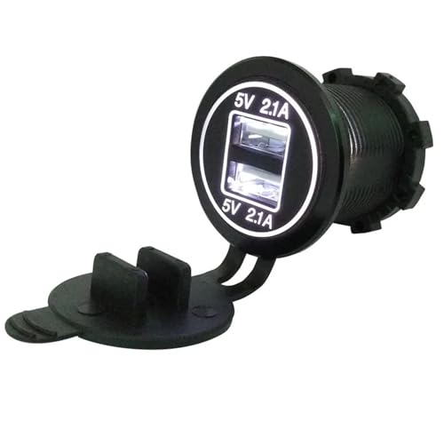 USB 3.0 Schnellladeanschluss 12V auf 5V 12-24V Ladegerät Motorrad Doppelsteckdose Ladegerät Adapter Steckdose Stromleuchte mit LED 1Stk(Red QC3.0) von QEJBQKWU