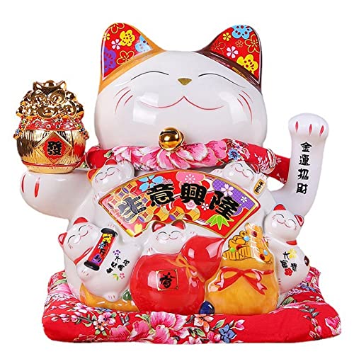 QELLON 7 Keramik Winkende Katze Maneki Ornament Feng Dekoration Schaukel Katze,B von QELLON