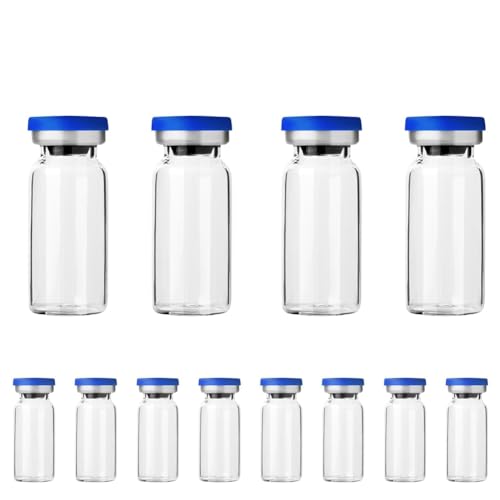 QELLON Glasfläschchen, Sterile Fläschchen mit Selbstheilendem Injektionsanschluss, mit Aluminium-Kunststoffkappe, Versiegelte Leere Fläschchen (10 Ml, 12 Stück) von QELLON