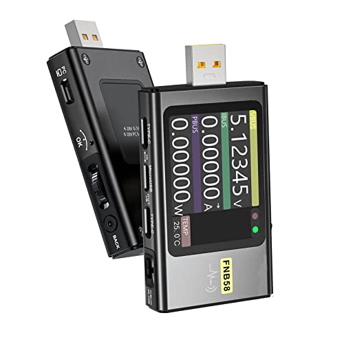 QENETY FNB58 USB Tester, DC 4-28V USB Spannungsmesser USB Voltmeter Amperemeter Tester, USB Type-C Schnellladeprotokoll Kapazität Tester Max 7A Amperemeter PD Trigger Digital Voltmeter, 2320-10-1209 QENETY FNB58 USB Tester, DC 4-28V USB Spannungsmesser USB Voltmeter Amperemeter Tester, USB Type-C Schnellladeprotokoll Kapazität Tester Max 7A Amperemeter PD Trigger Digital Voltmeter, 2320-10-1209 von QENETY