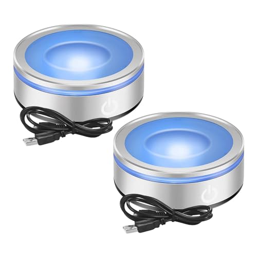 QENETY LED-Lichtsockel, mehrfarbig, rund, 3D-Kristall-Lichtsockel, beleuchteter Display-Ständer, empfindlicher Touch-Schalter, Display-Ständer (2 kugelförmige Aussparungen) QENETY LED-Lichtsockel, mehrfarbig, rund, 3D-Kristall-Lichtsockel, beleuchteter Display-Ständer, empfindlicher Touch-Schalter, Display-Ständer (2 kugelförmige Aussparungen) von QENETY