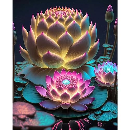 QENSPE 5D Diamond Painting Lotos Diamond Art Erwachsene, Full Diamond Painting Buddha Bilder für Kinder Anfänger, DIY Diamant Kunst Malerei Stickerei Set Home Wand Dekor 30x40cm von QENSPE