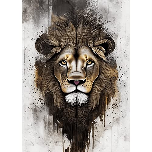 QENSPE Diamond Painting Löwe Diamant Painting 5D Graffiti Diamond Painting Kit Erwachsene Kristall Full Diamant Bilder Kinder Malerei Stickerei Set Kreuzstich Bilder Home Wand Dekor 30x40cm von QENSPE