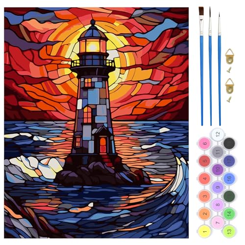 QENSPE Malen Nach Zahlen Erwachsene Leuchtturm Landschaft Mit Knitterfreie Leinwand, Pinsels Und Acrylfarbe - Diy Paint by Numbers Handgemalt öLgemäLde Kit Als Geschenk 40 x 50cm QENSPE Malen Nach Zahlen Erwachsene Leuchtturm Landschaft Mit Knitterfreie Leinwand, Pinsels Und Acrylfarbe - Diy Paint by Numbers Handgemalt öLgemäLde Kit Als Geschenk 40 x 50cm von QENSPE