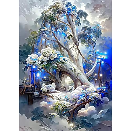 QENSPE Peinture Diamant Adulte, Fantasie Wunderland Diamond Painting 5D Full, Weißer Baum Diamant Kit Enfants, Diamant Strass Point de Croix Cristal Painting Murale Décoration 30x40cm von QENSPE