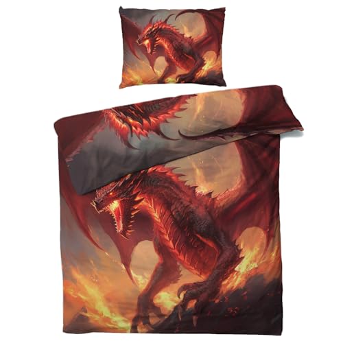 Drachen Bettwäsche 135x200 Winter - Fantasie Bettbezug 135 x 200 2er Set - Wendebettwäsche & Kissenbezug 80x80 cm - Weiche Mikrofaser Bettwäsche-sets mit Reißverschluss - Schlafzimmer Bett Deko Drachen Bettwäsche 135x200 Winter - Fantasie Bettbezug 135 x 200 2er Set - Wendebettwäsche & Kissenbezug 80x80 cm - Weiche Mikrofaser Bettwäsche-sets mit Reißverschluss - Schlafzimmer Bett Deko von QEODAH