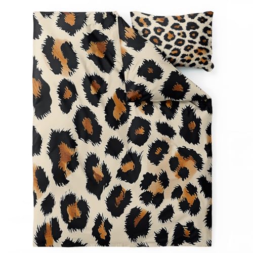 QEODAH Bettwäsche 135x200 Leopard - Leopard Bettbezug 135 x 200 2er Set - Wendebettwäsche & Kissenbezug 80x80 cm - Weiche Mikrofaser Bettwäsche-Sets mit Reißverschluss - Schlafzimmer Bett Deko QEODAH Bettwäsche 135x200 Leopard - Leopard Bettbezug 135 x 200 2er Set - Wendebettwäsche & Kissenbezug 80x80 cm - Weiche Mikrofaser Bettwäsche-Sets mit Reißverschluss - Schlafzimmer Bett Deko von QEODAH