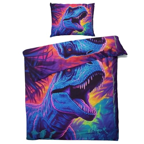 QEODAH Dinosaurier Bettwäsche 155x220 - Dino Bettbezug 155x220 3 Teilig - Wendebettwäsche & 2 Kissenbezug 80x80 cm - Weiche Mikrofaser Bettwäsche-Sets mit Reißverschluss - Schlafzimmer Bett Deko QEODAH Dinosaurier Bettwäsche 155x220 - Dino Bettbezug 155x220 3 Teilig - Wendebettwäsche & 2 Kissenbezug 80x80 cm - Weiche Mikrofaser Bettwäsche-Sets mit Reißverschluss - Schlafzimmer Bett Deko von QEODAH