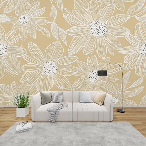 QEODAH Fototapete Gänseblümchen Schlafzimmer, 3D Tapete Mädchen Blumenmuster, Vliestapete Gelb Weiß, Tapeten Wohnzimmer, Gelbe Blumen Wand Deko Kinderzimmer, Wandtapete, Mustertapete Vlies 100x70 cm QEODAH Fototapete Gänseblümchen Schlafzimmer, 3D Tapete Mädchen Blumenmuster, Vliestapete Gelb Weiß, Tapeten Wohnzimmer, Gelbe Blumen Wand Deko Kinderzimmer, Wandtapete, Mustertapete Vlies 100x70 cm von QEODAH
