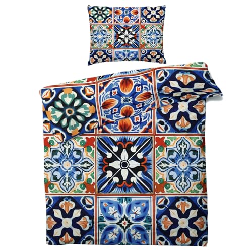 QEODAH Marokko Bettwäsche 135x200 - Marokkanische Bettbezug 135 x 200 2er Set - Wendebettwäsche & Kissenbezug 80x80 cm - Weiche Mikrofaser Bettwäsche-Sets mit Reißverschluss - Schlafzimmer Bett Deko QEODAH Marokko Bettwäsche 135x200 - Marokkanische Bettbezug 135 x 200 2er Set - Wendebettwäsche & Kissenbezug 80x80 cm - Weiche Mikrofaser Bettwäsche-Sets mit Reißverschluss - Schlafzimmer Bett Deko von QEODAH