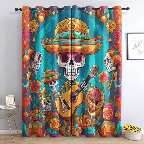 QEODAH Mexikanische Vorhänge Tag der Toten Vorhang Blickdicht Ösenvorhang Verdunklungsvorhänge Gardinen Wohnzimmer Schlafzimmer Kinderzimmer Deko Blackout Curtain 2er Set H 220 x B 140 cm QEODAH Mexikanische Vorhänge Tag der Toten Vorhang Blickdicht Ösenvorhang Verdunklungsvorhänge Gardinen Wohnzimmer Schlafzimmer Kinderzimmer Deko Blackout Curtain 2er Set H 220 x B 140 cm von QEODAH