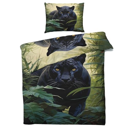 QEODAH Schwarzer Panther Bettwäsche 135x200 Winter - Dschungel Tiere Bettbezug 135 x 200 2er Set - Wendebettwäsche & Kissenbezug 80x80 cm - Weiche Mikrofaser Bettwäsche-Sets mit Reißverschluss QEODAH Schwarzer Panther Bettwäsche 135x200 Winter - Dschungel Tiere Bettbezug 135 x 200 2er Set - Wendebettwäsche & Kissenbezug 80x80 cm - Weiche Mikrofaser Bettwäsche-Sets mit Reißverschluss von QEODAH