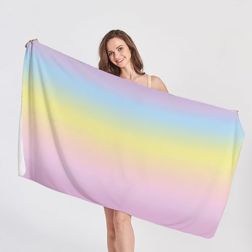 QEODAH Strandtuch Abstrakt Regenbogen - Badetuch Farbverlauf Ombre - Schnelltrocknend & Ultraleicht & Sandfreie Strandhandtuch, Weich Mikrofaser Handtuch, Badetücher 70x140, Pflegeleicht Handtücher von QEODAH