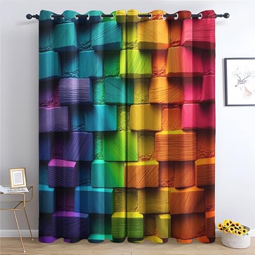 QEODAH Vorhänge Bunte Gardinen mit Ösen, Vorhang Blickdicht, Verdunklungsvorhänge, Fensterdekoration, Schlafzimmer Wohnzimmer & Kinderzimmer Deko, Blackout Curtain 2er Set H 166 x B 75 cm QEODAH Vorhänge Bunte Gardinen mit Ösen, Vorhang Blickdicht, Verdunklungsvorhänge, Fensterdekoration, Schlafzimmer Wohnzimmer & Kinderzimmer Deko, Blackout Curtain 2er Set H 166 x B 75 cm von QEODAH