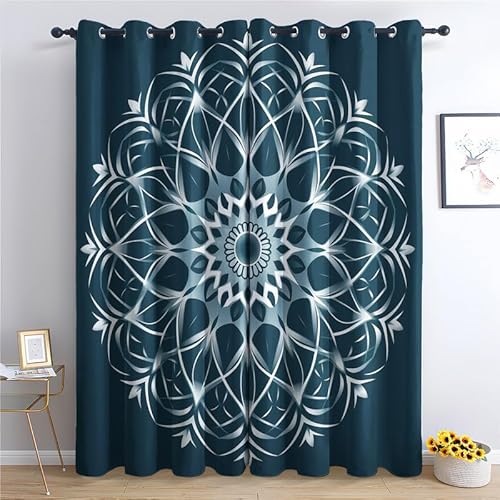 QEODAH Vorhänge Mandala Vorhang Blickdicht Ösenvorhang Verdunklungsvorhänge Gardinen Wohnzimmer Schlafzimmer Kinderzimmer Fenster Deko Blackout Curtain 2er Set H 245 x B 140 cm QEODAH Vorhänge Mandala Vorhang Blickdicht Ösenvorhang Verdunklungsvorhänge Gardinen Wohnzimmer Schlafzimmer Kinderzimmer Fenster Deko Blackout Curtain 2er Set H 245 x B 140 cm von QEODAH