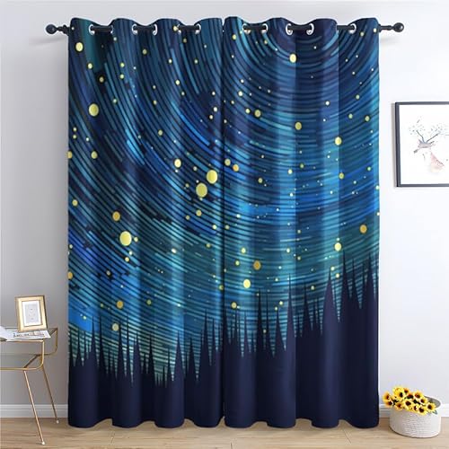 QEODAH Vorhänge Sternenhimmel Nachthimmel Vorhang Blickdicht Ösenvorhang Verdunklungsvorhänge Gardinen Wohnzimmer Schlafzimmer Kinderzimmer Fenster Deko Blackout Curtain 2er Set H 200 x B 140 cm QEODAH Vorhänge Sternenhimmel Nachthimmel Vorhang Blickdicht Ösenvorhang Verdunklungsvorhänge Gardinen Wohnzimmer Schlafzimmer Kinderzimmer Fenster Deko Blackout Curtain 2er Set H 200 x B 140 cm von QEODAH