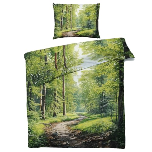 QEODAH Wald Bettwäsche 135x200 Winter - Naturmotiv Bettbezug 135 x 200 2er Set - Wendebettwäsche & Kissenbezug 80x80 cm - Weiche Mikrofaser Bettwäsche-Sets mit Reißverschluss - Schlafzimmer Bett Deko QEODAH Wald Bettwäsche 135x200 Winter - Naturmotiv Bettbezug 135 x 200 2er Set - Wendebettwäsche & Kissenbezug 80x80 cm - Weiche Mikrofaser Bettwäsche-Sets mit Reißverschluss - Schlafzimmer Bett Deko von QEODAH