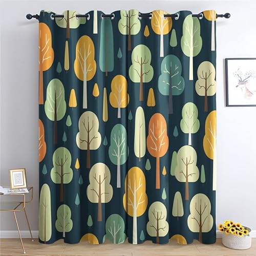 QEODAH Wald Vorhänge Kinder Vorhang Blickdicht Ösenvorhang Verdunklungsvorhänge Gardinen Wohnzimmer Schlafzimmer Kinderzimmer Fenster Deko Blackout Curtain 2er Set H 220 x B 140 cm QEODAH Wald Vorhänge Kinder Vorhang Blickdicht Ösenvorhang Verdunklungsvorhänge Gardinen Wohnzimmer Schlafzimmer Kinderzimmer Fenster Deko Blackout Curtain 2er Set H 220 x B 140 cm von QEODAH