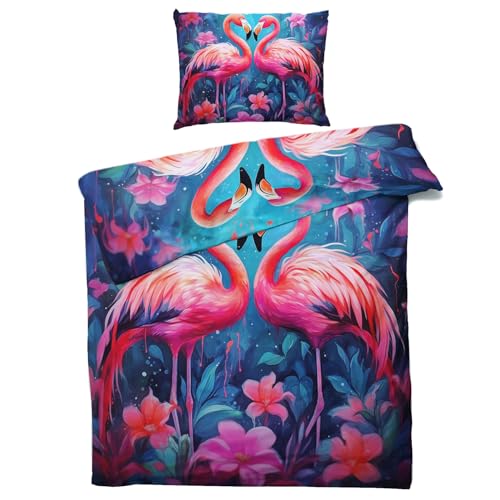 QEODAH Winter Bettwäsche 135x200 Flamingo - Tropische Flamingo Bettbezug 135 x 200 2er Set - Wendebettwäsche & Kissenbezug - Weiche Mikrofaser Bettwäsche-Sets mit Reißverschluss QEODAH Winter Bettwäsche 135x200 Flamingo - Tropische Flamingo Bettbezug 135 x 200 2er Set - Wendebettwäsche & Kissenbezug - Weiche Mikrofaser Bettwäsche-Sets mit Reißverschluss von QEODAH