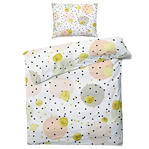 QEODAH Winter Bettwäsche 135x200 Polka Dots - Geometrisch Bettbezug 135 x 200 2er Set - Wendebettwäsche & Kissenbezug 80x80 cm - Weiche Mikrofaser Bettwäsche-Sets mit Reißverschluss von QEODAH