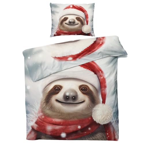 QEODAH Winter Bettwäsche 220x240 Faultier - Weihnachts Tiere Bettbezug 220x240 3 Teilig - Wendebettwäsche & 2 Kissenbezug 80x80 cm - Weiche Mikrofaser Bettwäsche-Sets mit Reißverschluss QEODAH Winter Bettwäsche 220x240 Faultier - Weihnachts Tiere Bettbezug 220x240 3 Teilig - Wendebettwäsche & 2 Kissenbezug 80x80 cm - Weiche Mikrofaser Bettwäsche-Sets mit Reißverschluss von QEODAH