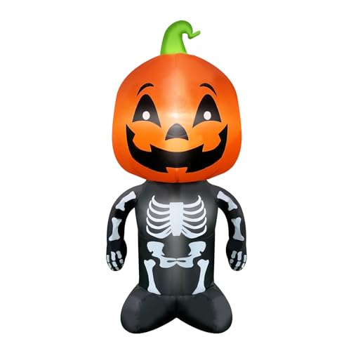 QEPIYDE Aufblasbares Halloween-Skelett mit Kürbiskopf und lächelndem Gesicht - Beleuchtete aufblasbare Dekoration für drinnen und draußen, Halloween-Requisite für Rasen, Garten, Veranda, Party oder QEPIYDE Aufblasbares Halloween-Skelett mit Kürbiskopf und lächelndem Gesicht - Beleuchtete aufblasbare Dekoration für drinnen und draußen, Halloween-Requisite für Rasen, Garten, Veranda, Party oder von QEOIYDE