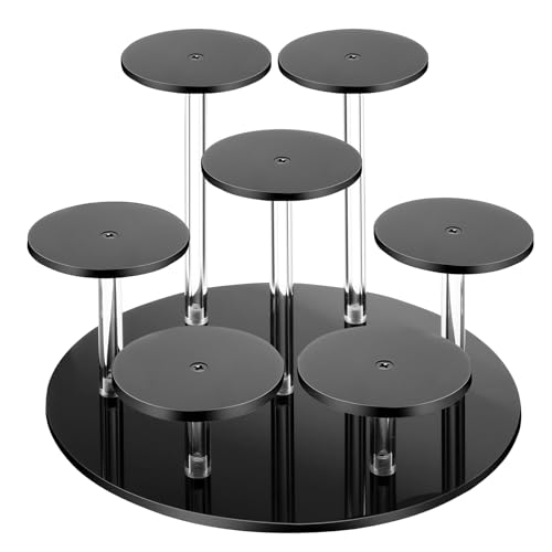 QEOSSKGI Acryl Riser Display Regal Ständer, 7 Stück, Transparenter Acryl Ständer für Präsentation, Anime-Figuren, Kosmetik, Kunsthandwerk Schmuckständer, Cupcake, Buffets Dessert (Schwarz Runder) QEOSSKGI Acryl Riser Display Regal Ständer, 7 Stück, Transparenter Acryl Ständer für Präsentation, Anime-Figuren, Kosmetik, Kunsthandwerk Schmuckständer, Cupcake, Buffets Dessert (Schwarz Runder) von QEOSSKGI