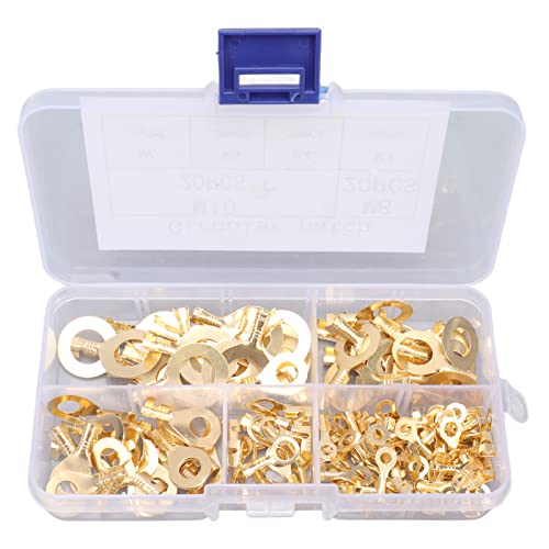 150pcs Messingring Klemme Sortiment Elektrische Drahtschuhe mit Speicherbox M3 M4 M5 M6 M8 M10 von QERLONG