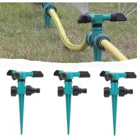 Qersta - 3 Stück 360° automatischer Rasensprinkler, dreiarmiger rotierender Sprinkler, automatisches Rasensprinkler-Bewässerungssystem, kann für die von QERSTA