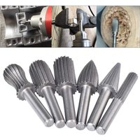 Qersta - 6 Stück Doppelschnitt-Wolfram-Frässtifte, 6 mm Wolframschaft, Feil-/Gravur-/Schleif-Bits für Drehwerkzeuge Qersta - 6 Stück Doppelschnitt-Wolfram-Frässtifte, 6 mm Wolframschaft, Feil-/Gravur-/Schleif-Bits für Drehwerkzeuge von QERSTA