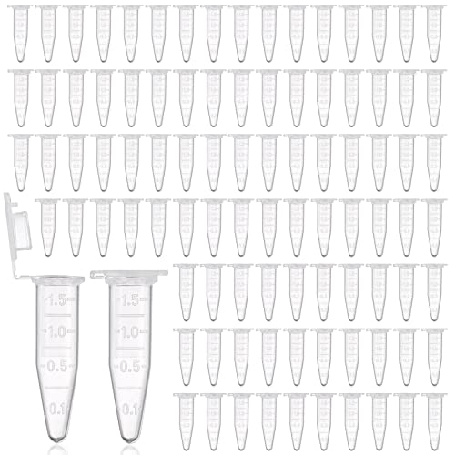 100 Stück Zentrifugenröhrchen Globuli Caps Kunststoff Reaktionsgefäße Mikro Zentrifugen Röhrchen, 1.5ML Stoffkapseln Caps Probenfläschchen Röhrchen mit Deckel Globulibehälter mit Verschlusskappe von QESSUVNC