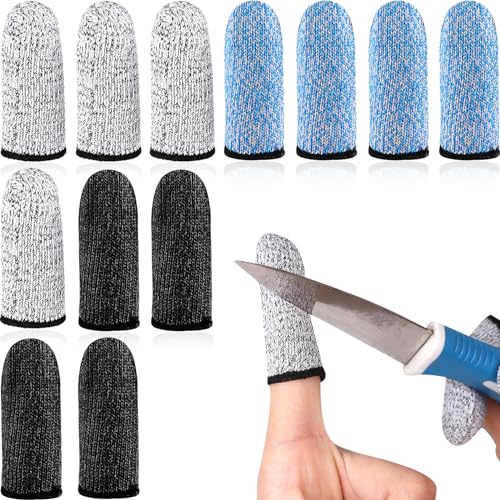 12 Stück Fingerschutz Schneiden, Schnittfeste Fingerbetten Wiederverwendbarer Daumenschutz Fingerkuppenschutz Rutschfest Fingerschützer Atmungsaktive Fingerlinge für Arbeit, Küche, Garten, Skulptur von QESSUVNC