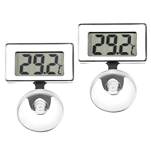 Aquarium Thermometer 2 Pcs Aquarium Temperatur Messwerkzeug Wasserdichte Aquarien Thermometer Digitale Aquarium Thermometer mit Saugnapf Wasser Temperature Messgerät für Fisch Tank Terrarium Aquarium von QESSUVNC