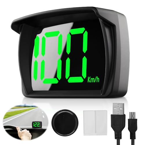 Digitaler GPS-Tachometer, HUD Heads Up Display Auto MPH, Auto Echtzeit-Tachometer mit großer LED-Anzeige, USB Plug & Play, geeignet für LKW, SUV, Motorrad von QESSUVNC