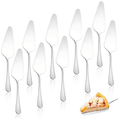 QESSUVNC 10 Stück Tortenheber Edelstahl Set Kuchenheber 23cm Gezackt Tortenschaufel, Tortenschaufe Silber Kuchenheber Tortenschneider Ideal auch Als Lasagneheber, Pizzaheber, Spülmaschinengeeignet von QESSUVNC