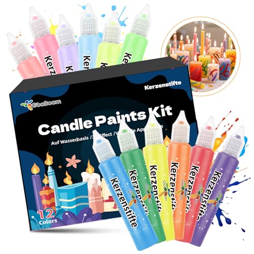 QESSUVNC 12 Wachsstifte für Kerzen, 30ml Kerzenstifte, Kreatives Kerzen Bemalen Set für Dekoration, Design, Malen, Taufkerzen Selbst Herstellen,Ideal für Diy-Projekte QESSUVNC 12 Wachsstifte für Kerzen, 30ml Kerzenstifte, Kreatives Kerzen Bemalen Set für Dekoration, Design, Malen, Taufkerzen Selbst Herstellen,Ideal für Diy-Projekte von QESSUVNC