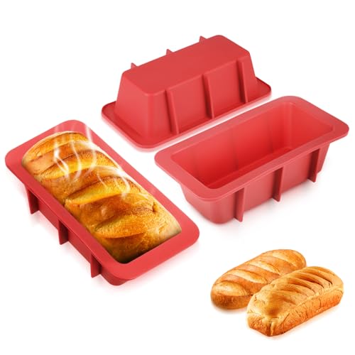QESSUVNC 3 StüCk Mini-Silikonbrot- Und Kuchenformen Diy LebensmittelqualitäT Silikonform Brotbackform Silikon Backen Toastblech Haushaltsbrot Kuchenform Rechteckiges Backwerkzeug Backblech von QESSUVNC