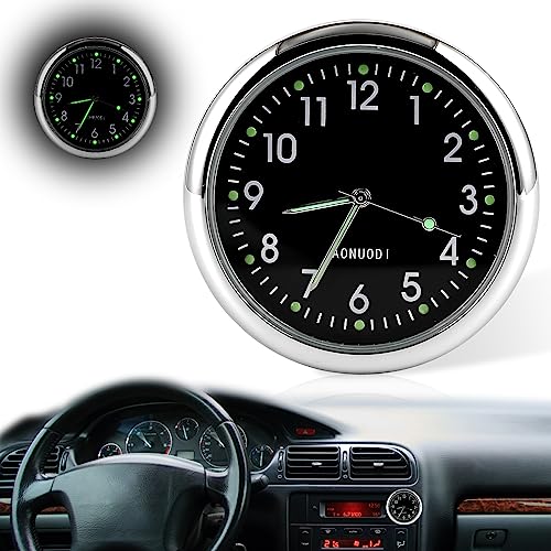 QESSUVNC Auto Uhr, Stick on Dashboard Quarzuhr Analoge Auto-Uhr Mini Uhr Armaturenbrett Universal kleine leuchtende Auto Lüftungsschlitze Uhr Autodekoration für Büro Zuhause Boot Fahrrad (Schwarz 2) von QESSUVNC