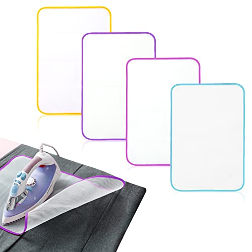 QESSUVNC 4 Pack Bügeltuch Mesh-Bügelunterlage Schutzbügel Tuch Bügeltuch Bügelpolster Tuch-Abdeckung Auflage zum Bügeln von Empfindlichen Stoffen(50 x 35 cm, Zufällige Farbe) von QESSUVNC