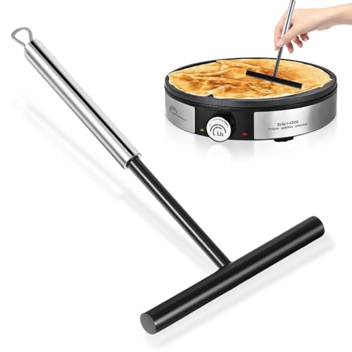 QESSUVNC Crepes Verteiler Edelstahl Crepes Teigverteiler 20cm Teig Galettes Pfannkuchen Verteiler mit Langem Griff, Crepes Zubehör, Spülmaschinengeeignet von QESSUVNC